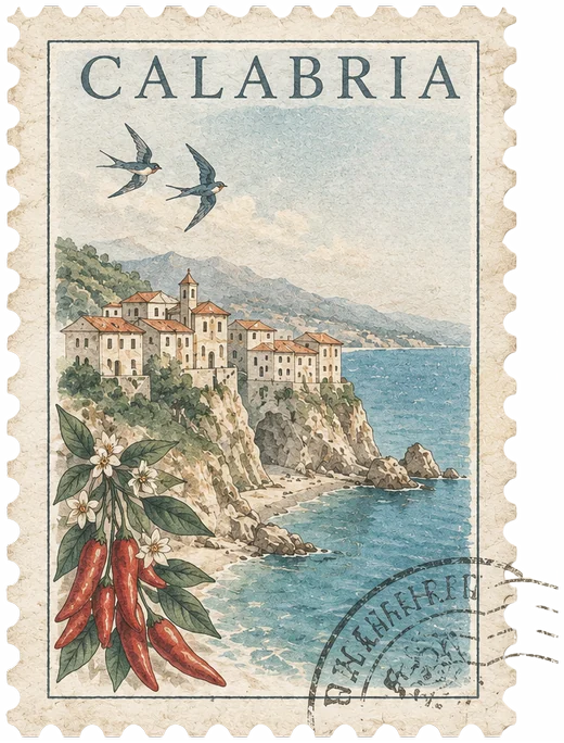 Francobollo ad acquerello della Calabria